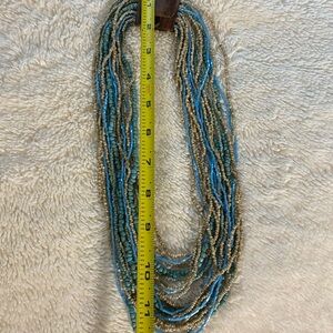 Blue and Tan Beaded Necklace